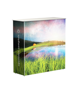 Comptoir xperience personnalisé avec visuel de paysage