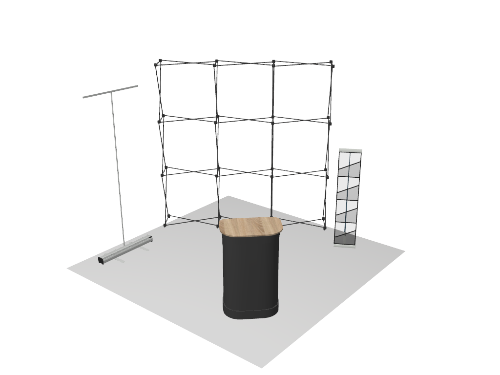 Structures et composants du kit d’exposition tout-en-un avant la pose des visuels
